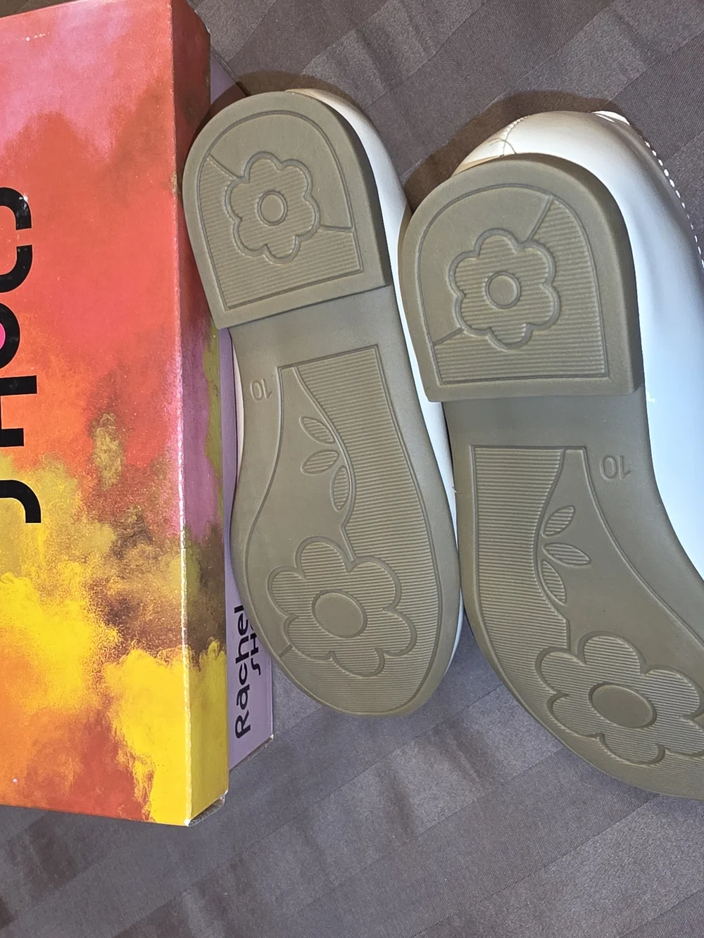 Rachel Cream Patent Mary Jane Shoes with Flower Strap